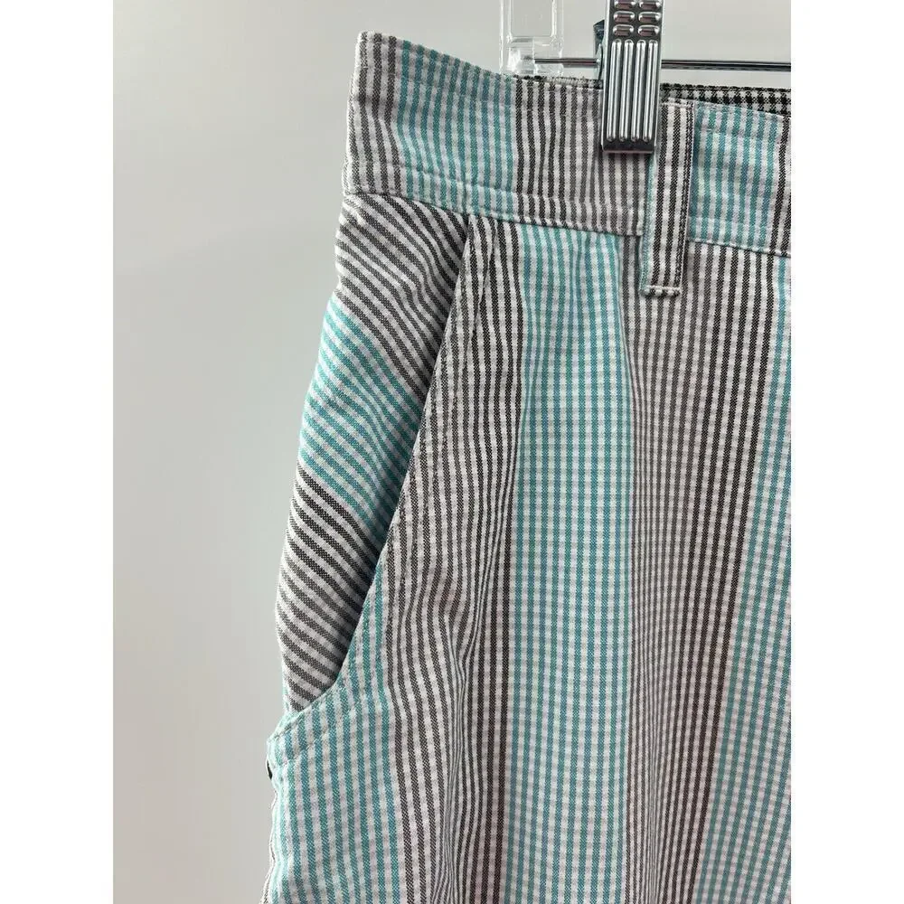 Lululemon Athletica Men’s Shorts Kahuna Teal Blue Gray Striped Pockets Size 36